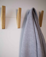 Japan Waffle Towel on Natural oiled Oak Wood Wall Hooks.