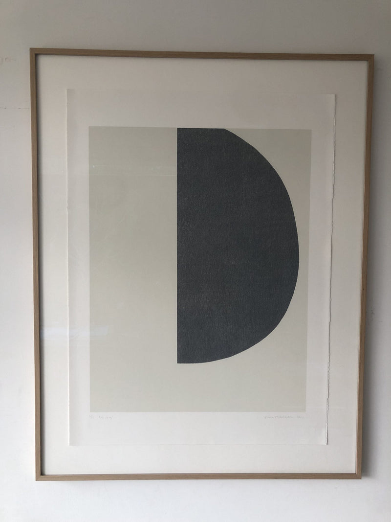 Serigraphy print 'Big Grey' crafted by Emma Lawrenson in oak wood frame.