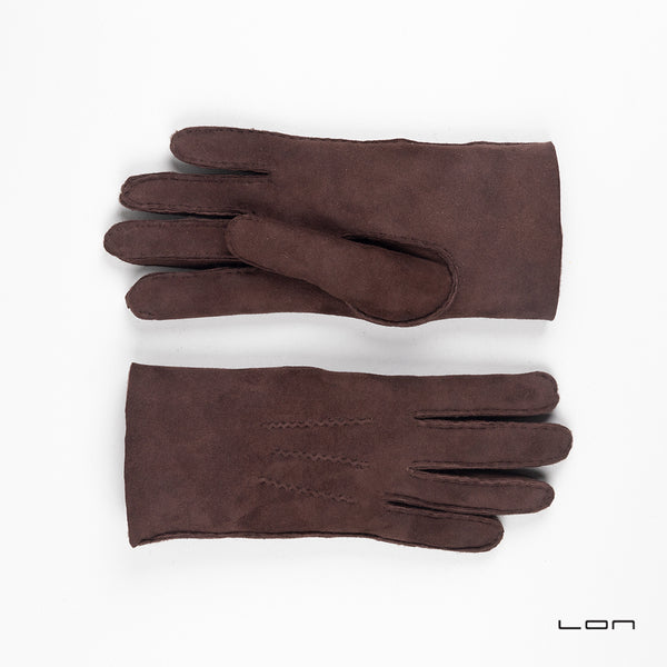 shearling gloves brown