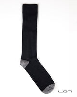 Cotton Cashmere Knee Socks Black/Grey