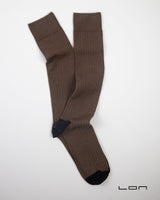 Cotton Cashmere Knee Socks Brown/Black
