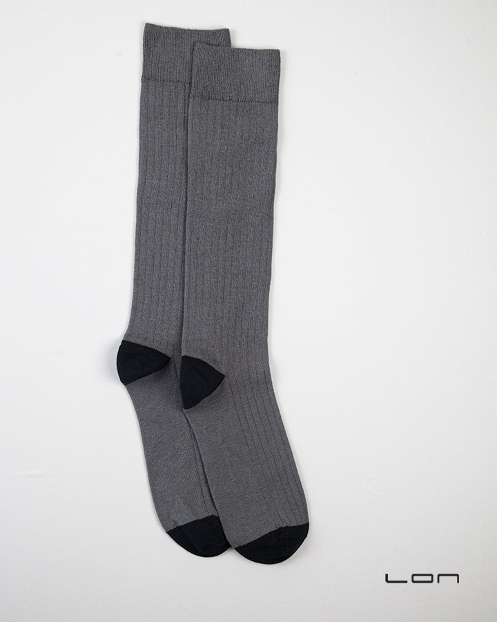 Cotton Cashmere Knee Socks Grey/Black
