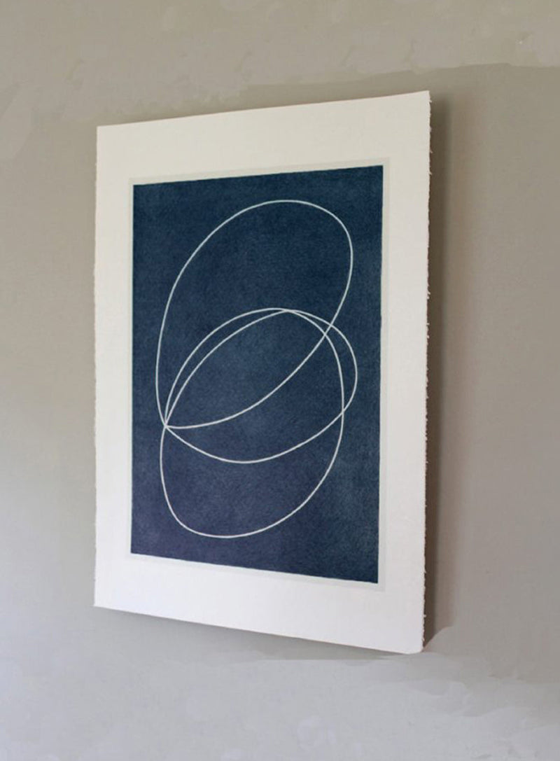 Large serigraphy print 'Lineair Drawing No 4 blue' crafted by Emma Lawrenson without frame.