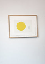 Serigraphy print 'Autumn Yellow' crafted by Emma Lawrenson in oak wood frame.