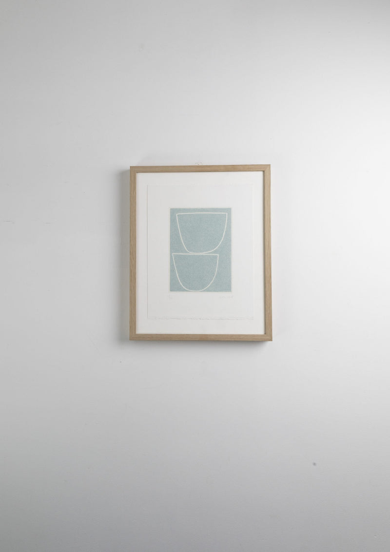 Serigraphy print 'Lineair Drawing No 17' crafted by Emma Lawrenson in oak wood frame.