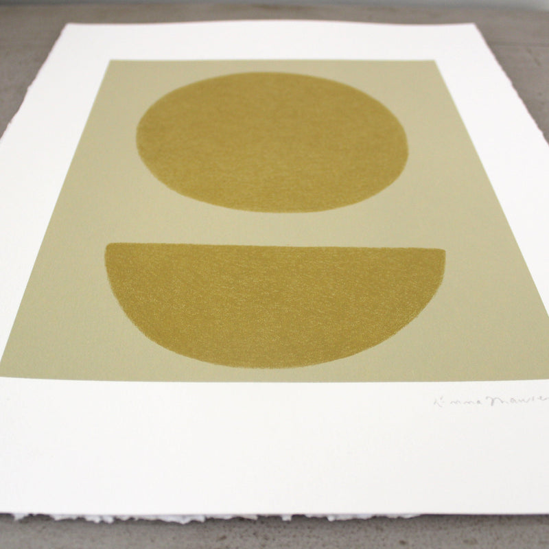 Close-up serigraphy print 'Yellow Moonstone' crafted by Emma Lawrenson without frame.